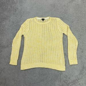 Talbots Womens Crochet Open Knit Long Sleeve Spring Sweater Yellow Size PM 8-10